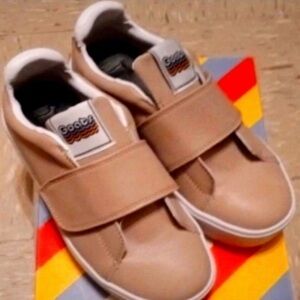 Cream GOAT Sneakers with Velcro Strap and Smooth Upper